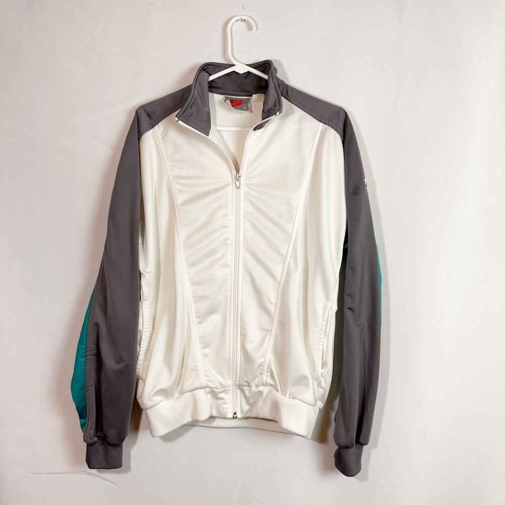 VINTAGE NIKE Tracksuit Bomber Jacket Colorblock White Grey … - Picture 3 of 6